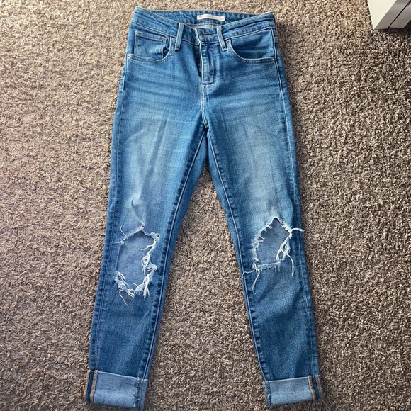 Levi's 721 High Rise Ripped Skinny Jeans Size 24 - Picture 2 of 3